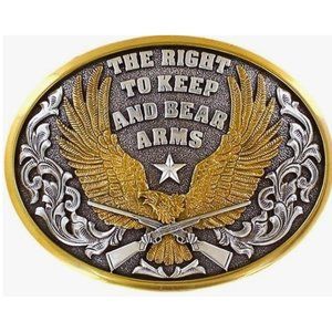 NEW M&F WESTERN Nocona Oval Right to Keep and Bear Arms Mens Eagle Buckle